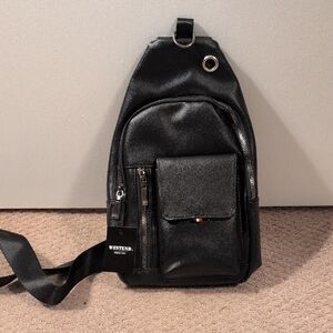 Westend Black Vegan Leather Crossbody Sling Bag for Women NWT